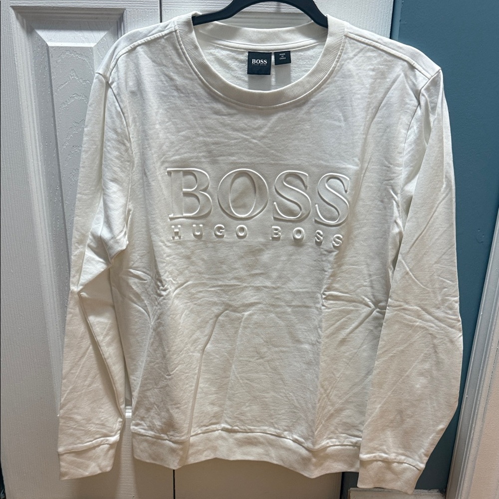 Hugo Boss Cream Crewneck Men's Sweater
